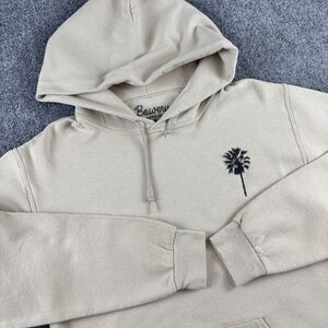 Bowery Supply Co. Men's Medium Beige Graphic Hoodie – Cotton Pullover Outerwear